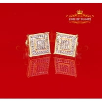 King of Bling's 0.20ct Genuine Diamond 925 Yellow Sterling Silver Hip Hop Men's/Women's Earrings
