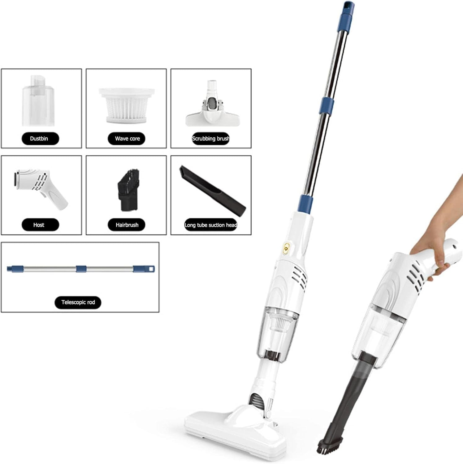 Cordless Stick Vacuum with Foldable Swivel Head, Fast Charging Powerful Suction Handheld Vacuum Cleaner, Light Weight Wireless Vacuum Cleaner for Carpet and Hardwood Floor Pet Hair