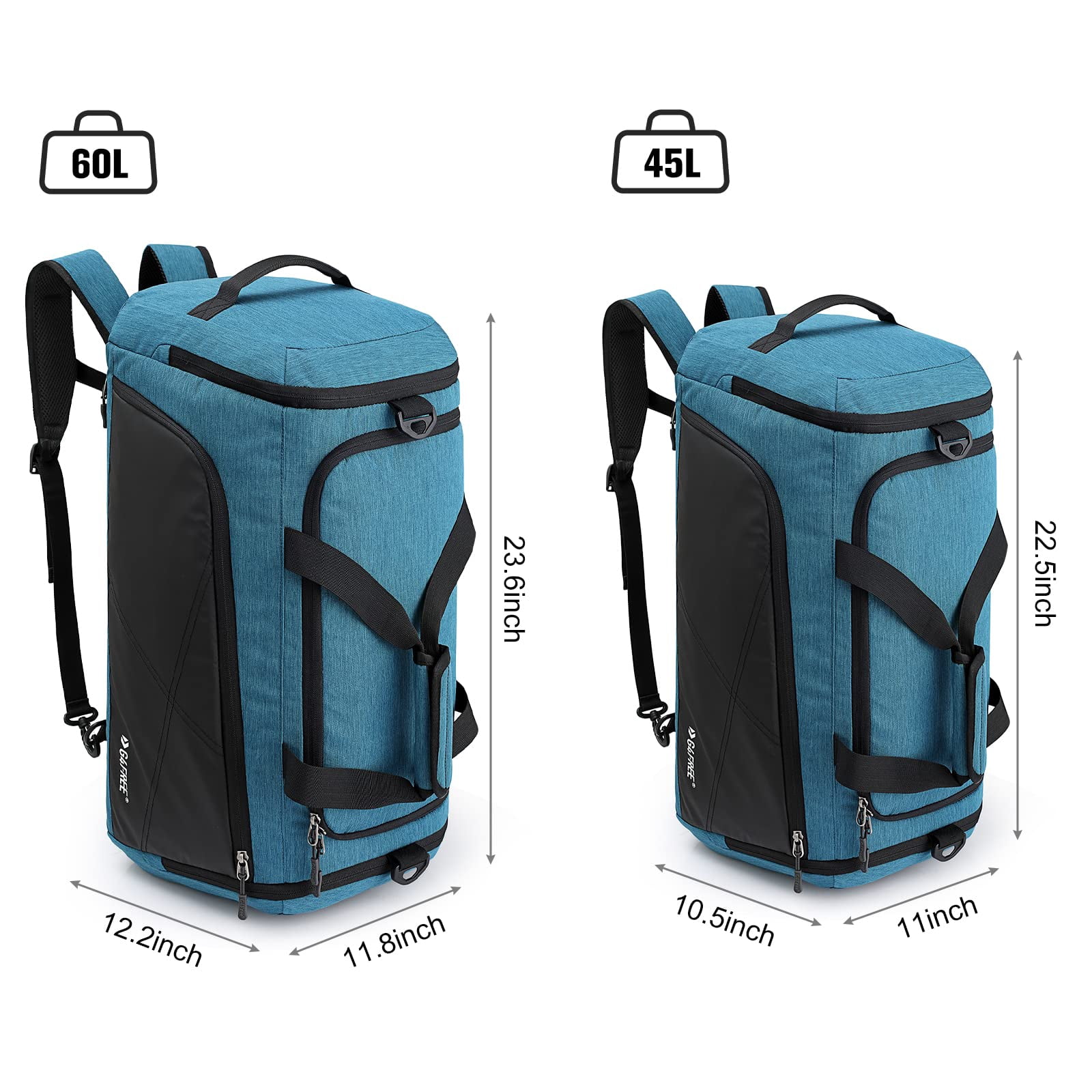 G4Free Sports Travel Duffel Bag 45L/60L with Shoe Compartment and Wet Pocket for Men and Women