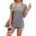 thumbnail image 4 of Hanerdun Women Shirt Tops Female Short Sleeve Casual Blouses Tees Gray 2XL, 4 of 5