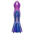 thumbnail image 3 of TiaoBug Sparkle Sequin Jumpsuit 70s Outfits for Girls Sleeveless Metallic Bell Bottom Romper Disco Dance Wear Blue 4, 3 of 8