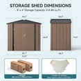 thumbnail image 5 of Lofka 6 x 4 FT Outdoor Storage Shed, Tools Storage Garden Shed with Lockable  Door for Outsides, Brown, 5 of 8