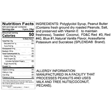 SUGAR FREE Chick-O-Stick nuggets candy bulk wrapped - peanut butter, toasted coconut and Splenda 2 pounds