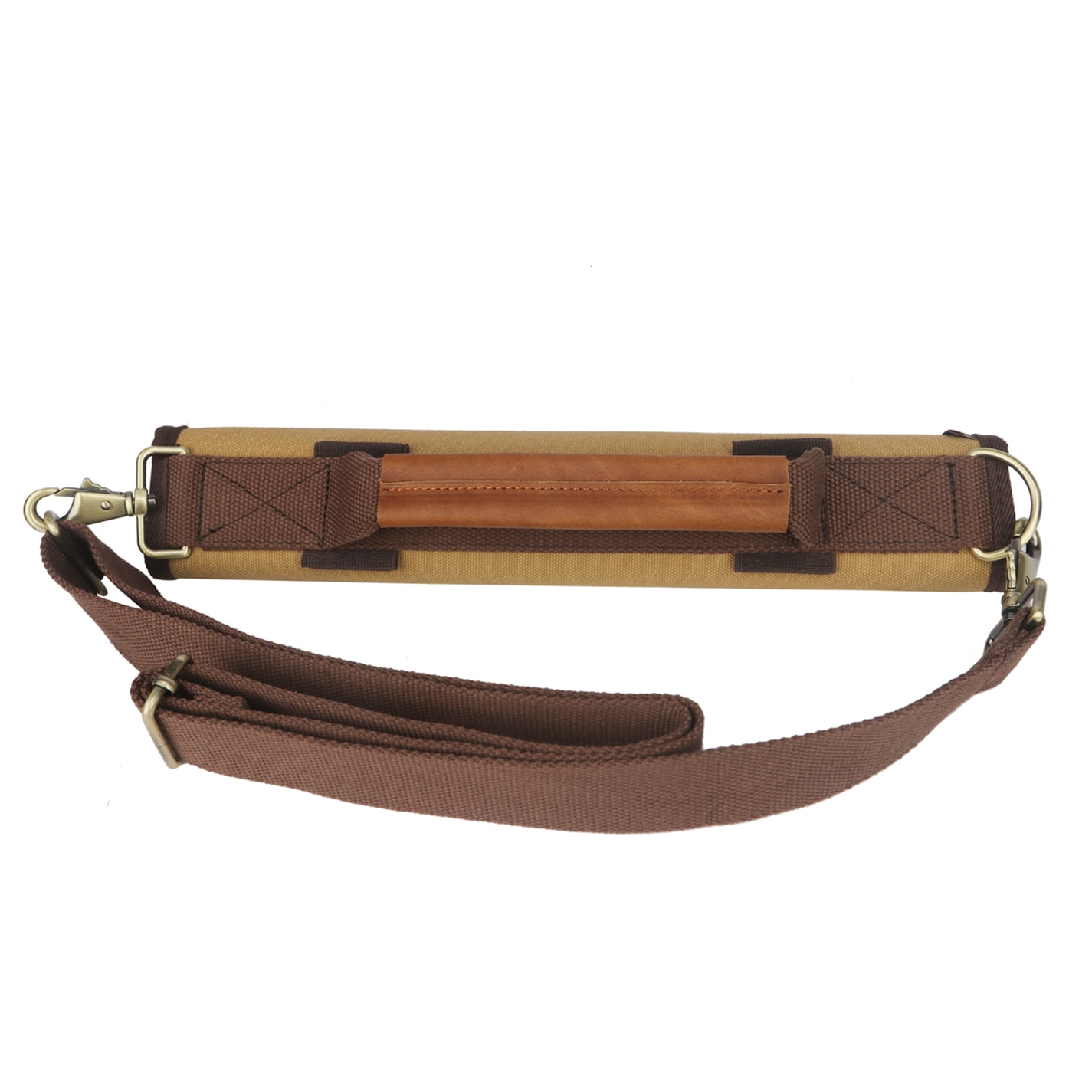 TOURBON Canvas Leather Golf Clubs Carrier Driving Range Golf Holster Range Bag Strap Pack Outdoor Brown