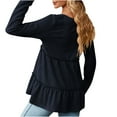 thumbnail image 5 of Diufon Casual Womens Long Sleeve Tops Fall V Neck Button Blouses Solid Color Loose A-Line Tops, 5 of 5