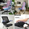 thumbnail image 2 of HELLHERO Marbling Print Office Chair Cover with Armrest Covers, Easy to Clean Gaming Chair Seat Covers, Office Computer Chairs Protector with Elastic Band, Pink, 2 of 6