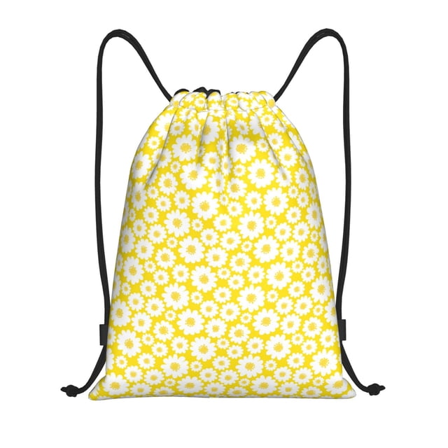 Saiise Daisies Flowers Pattern Sports Drawstring Backpack - String Swim Gym Bag with Wet Proof Pocket for Women&Men-Small