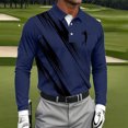 thumbnail image 2 of Men's Shirt Long Sleeve Quarter Button Lapel Collar Print Pullover Loungewear Dark Blue S, 2 of 3