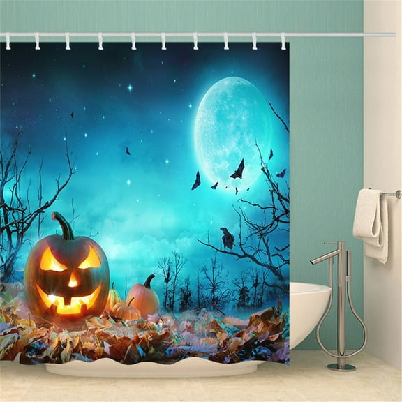 Lantern Halloween Shower Curtain Bathroom Decoration 72X72In Multicolor