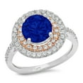 thumbnail image 2 of 2.6 ct Round Cut Simulated Blue Sapphire Halo Engagement Ring for Women in 14K White/Rose Gold, 2 of 2