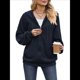 thumbnail image 3 of Sudadera con Capucha y Cremallera para Mujer, de Larga, Informal, de Gran Tamaño, con Bolsillos. Azul Marino L, 3 of 10