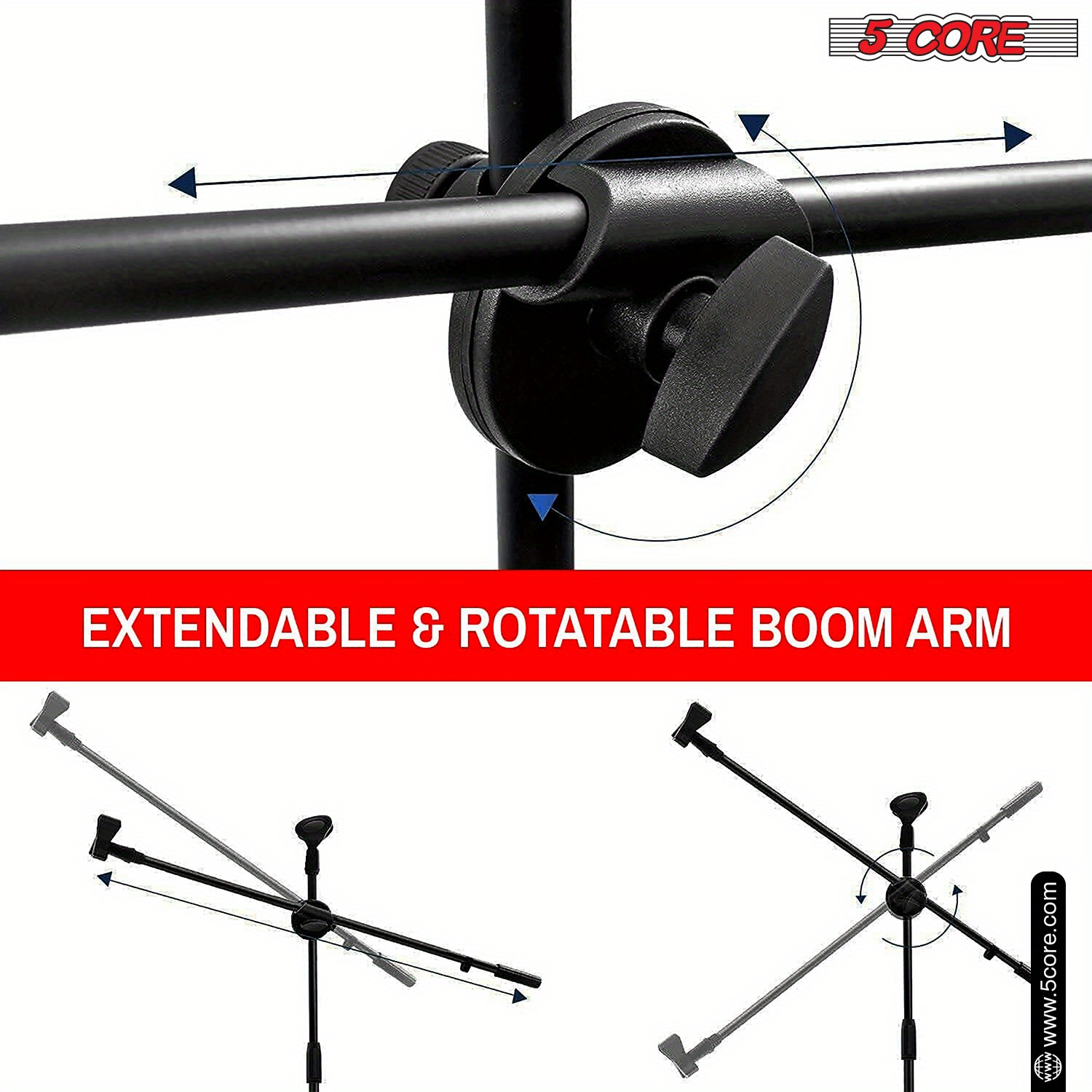 Tripod Microphone Stand Floor Adjustable 31 To 76 Inches Boom Arm Holder Microphone Stands 360 Degree Rotating