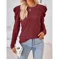 thumbnail image 4 of Alsol Lamesa Womens Puff Long Sleeve Fall Tunic Tops Dressy Crewneck Knit Top Casual 2032 Trendy Tshirts Blouses Shirts for Women, 4 of 6