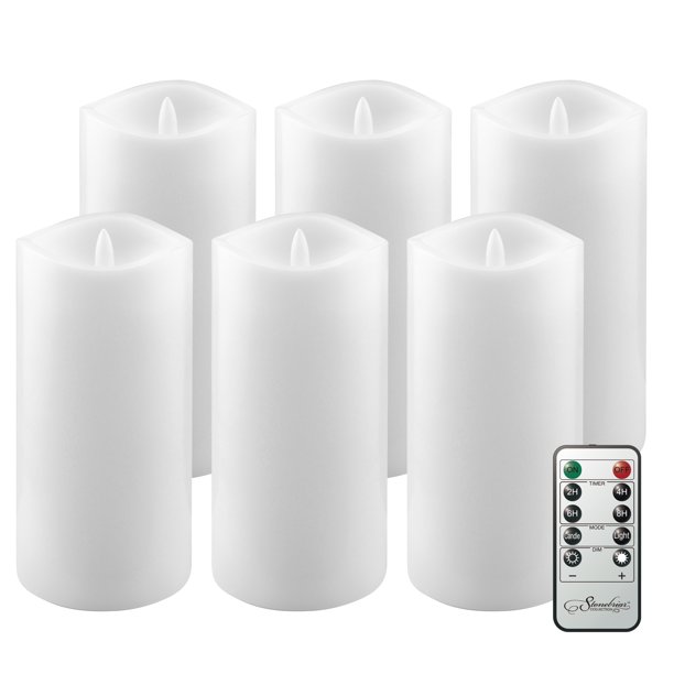 Stonebriar Collection Flameless LED 3"x 6" White Real Wax Pillar Candle