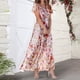 thumbnail image 1 of WILLBEST Vestidos Casuales para Mujer Cortos Vestidos de Mujer Vestido Largo de Gasa Floral Manga Corta Volantes Cuello En V Vestido Fluido de Cintura de Moda Vestidos Grande, 1 of 3