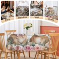 thumbnail image 5 of Round Tablecloth Floral Bunny Happy Easter Waterproof Oil Proof Polyester Table Cloth Cover Decor for Home Dining Outdoor,Patio,Parties, 60" Dia. Spring Roses Flowers Blue Plaid, 5 of 9