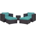 thumbnail image 1 of Modway Ensemble de Mobilier de Patio Extérieur en Rotin Osier Convene 5 Pcs, Espresso Turquoise, 1 of 6