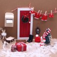thumbnail image 2 of Mini Christmas Dollhouse Door Set with 4 Openable Doors | Wooden Miniature Scene Props for Holiday Decorations | Christmas Tree & Wreath Decor | 23-Piece Holiday Village Display Model, 2 of 2