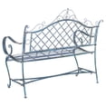 thumbnail image 6 of SAFAVIEH Abner Outdoor Patio Wrought Iron Garden Bench, Antique Blue, 6 of 10
