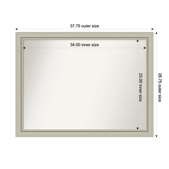 Amanti Art Custom Wall and Bathroom Mirror (28.75 x 37.75 in.), Romano Silver Narrow Frame