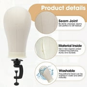 22 Inch Cork Canvas Block Head Mannequin Head for Wigs, Wig Head Stand for Display Styling Wigs Making Kit ,Including Doll Head Storage Bag