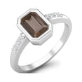 thumbnail image 2 of Mooneye Bezel Set 0.77 Ctw Emerald Cut Smoky Quartz 925 Sterling Silver Solitaire Women Gifts Ring, 2 of 3