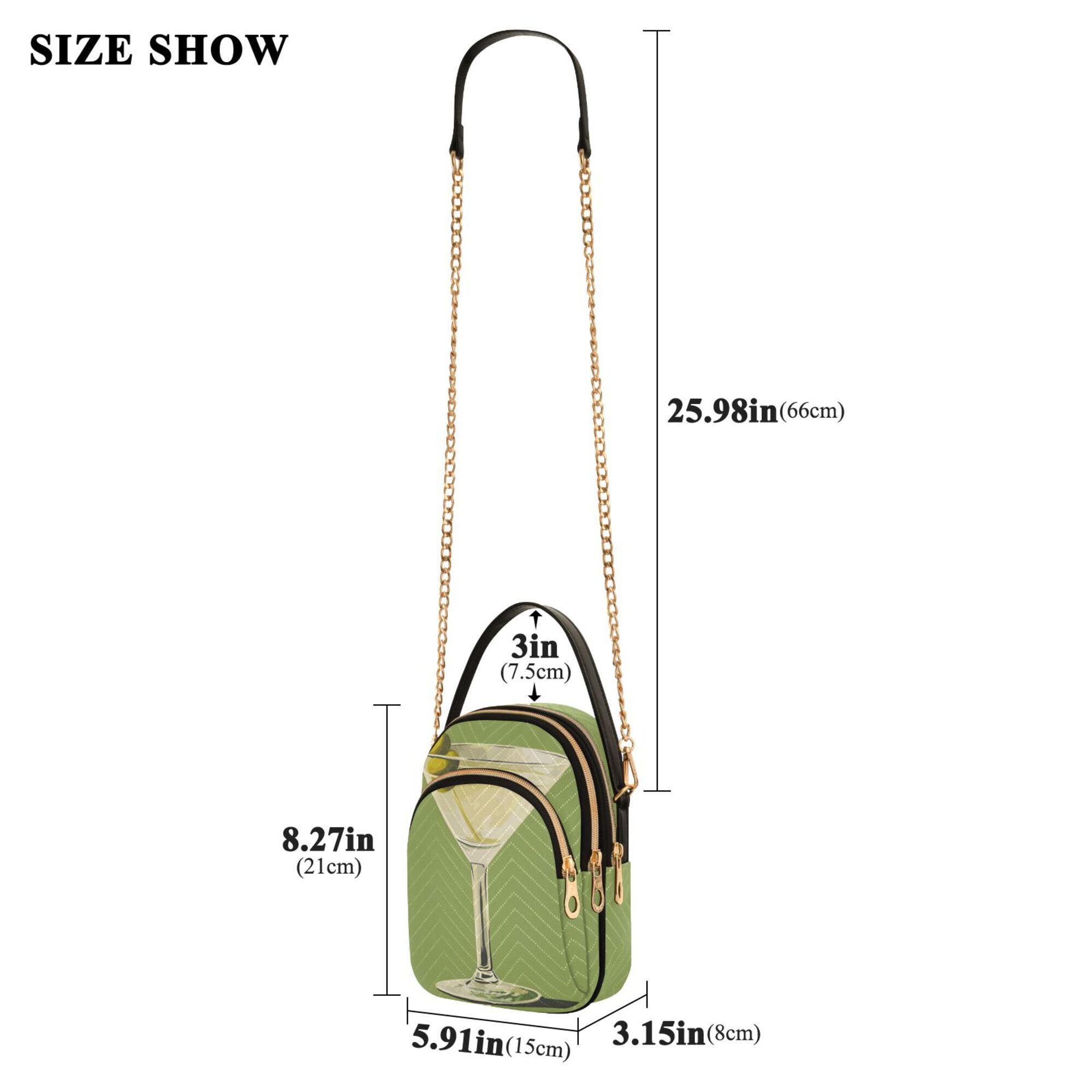 FORMRS Crossbody Bag for Women Quilted Travel Shoulder Cell Phone Purse with Chain Strap Handbag, Martini with Olive