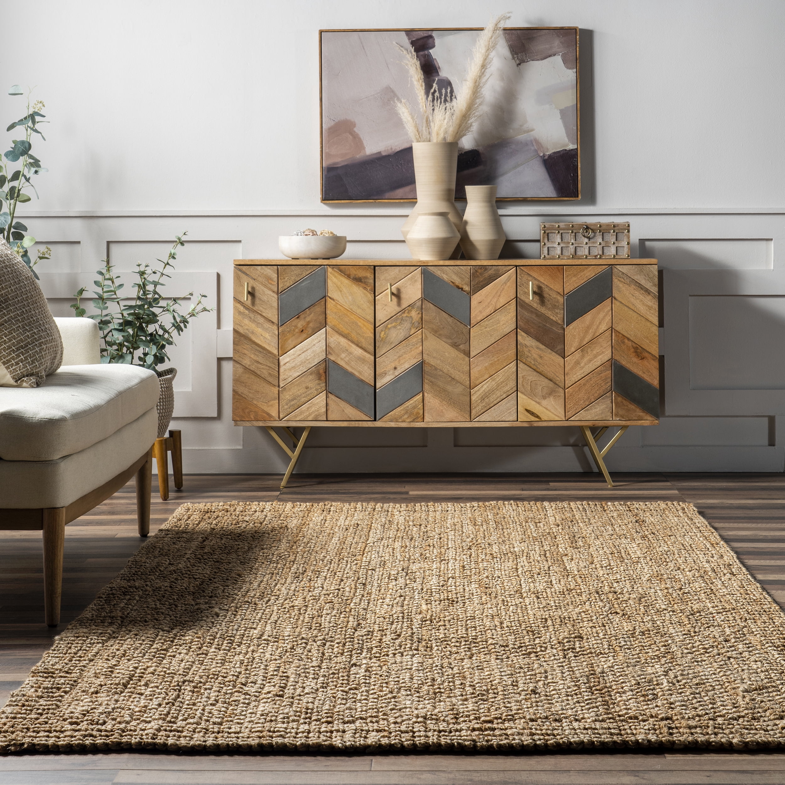 nuLOOM Hanne Casual Flatweave Jute Area Rug, 5' x 8', Natural