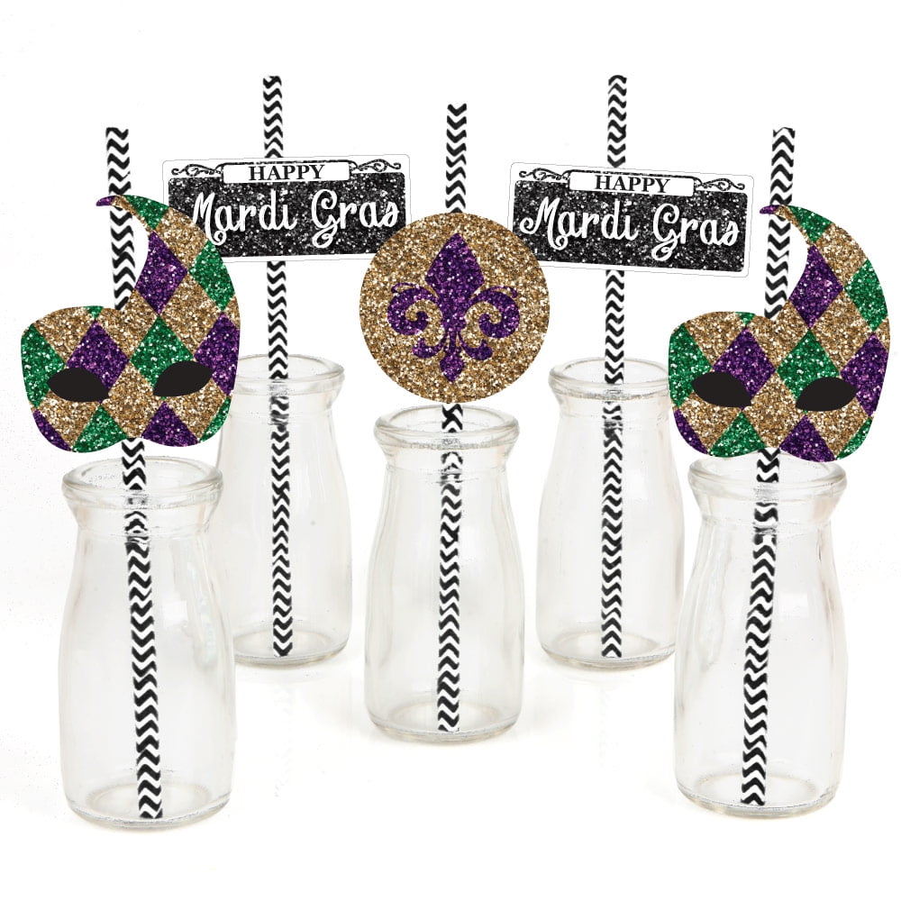 DIY Shaped Masquerade Party Cut-Outs 24 Count Big Dot of Happiness Mardi Gras