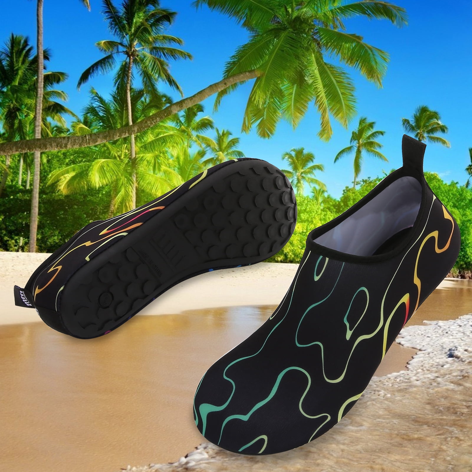 Men and Women a Slip On Barefoot Quick-Dry Beach Aqua Yoga Water Shoes (Tide/Black, 13-14 Women/10.5-11 Men)