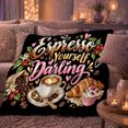 thumbnail image 6 of Espresso Yourself Darling Coffee Love Whimsical, Playful Food Art Scene, Warm Flannel Blanket for Living Room and Reading Nook, Art Lovers Friendship Gift, Playful Home Decor, 6 of 9