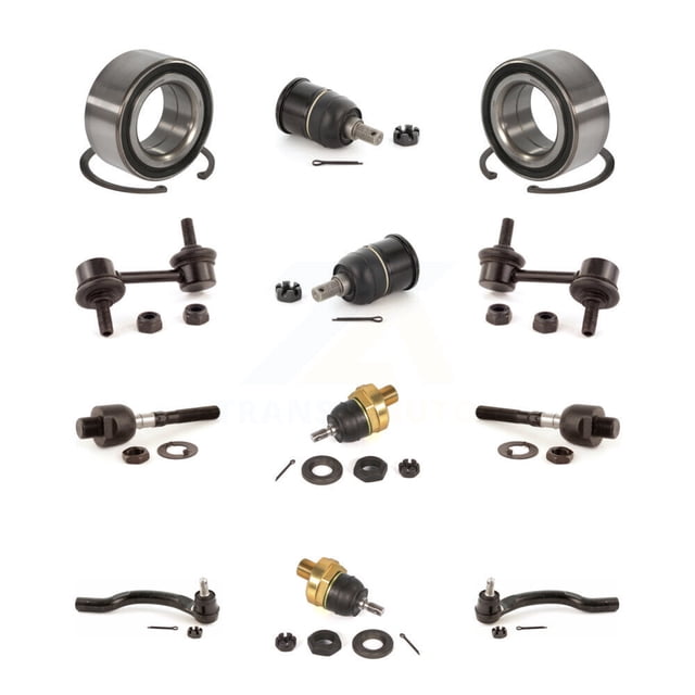 Transit Auto Front Wheel Bearing Upper Lower Ball Joint Outer Inner Tie Rod End and Sway Bar Stabilizer Link Kit (12Pc) for Car 2008-2012 Honda Accord - Left Right Side (Driver Passenger) K7T-108496