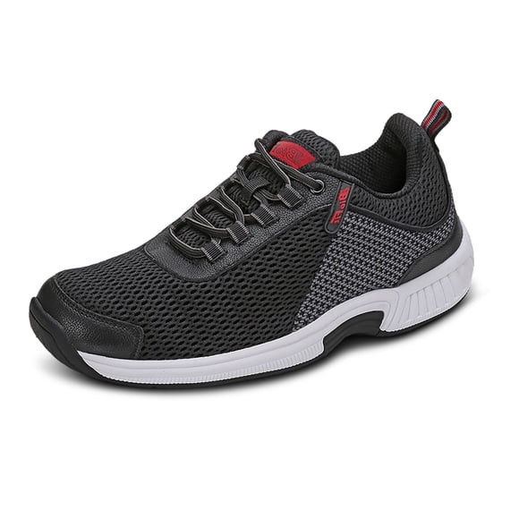 Orthofeet Men's Orthopedic Black Knit Edgewater Sneakers, Size 9