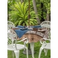 thumbnail image 4 of Outdoor Tablecloth with Umbrella Hole Zipper Vintage Farmhouse Round Tablecloth 54" Waterproof Outside Table Cloth Retro Home Text Country Star Wooden Patio Table Cover Tablecloths for Picnic Party, 4 of 8