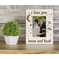 thumbnail image 2 of Darling Souvenir Made With Love Engraved Table Top Photo Frame Wooden Love You Moon & Back Quotes White Picture Frame Gift For Brothers Day, 4x6 Inches Horizontal Photo Size, 2 of 8
