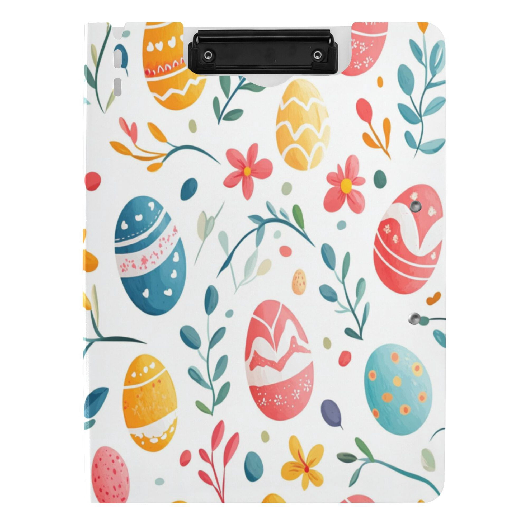 FORMRS A4 Clipboard Folder with Pen Holder Horizontal Foldable School Office Binder, Cute Easter Eggs