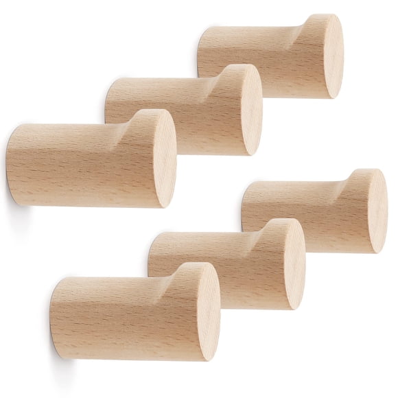 Ganchos de pared bsdonte Wood, paquete de 6 ganchos para abrigos de madera natural
