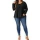 thumbnail image 2 of Agnes Orinda Blusas de Manga Larga con Cuello Redondo y Pliegues Frontales para Mujeres Talla Grande 4X Negro, 2 of 6