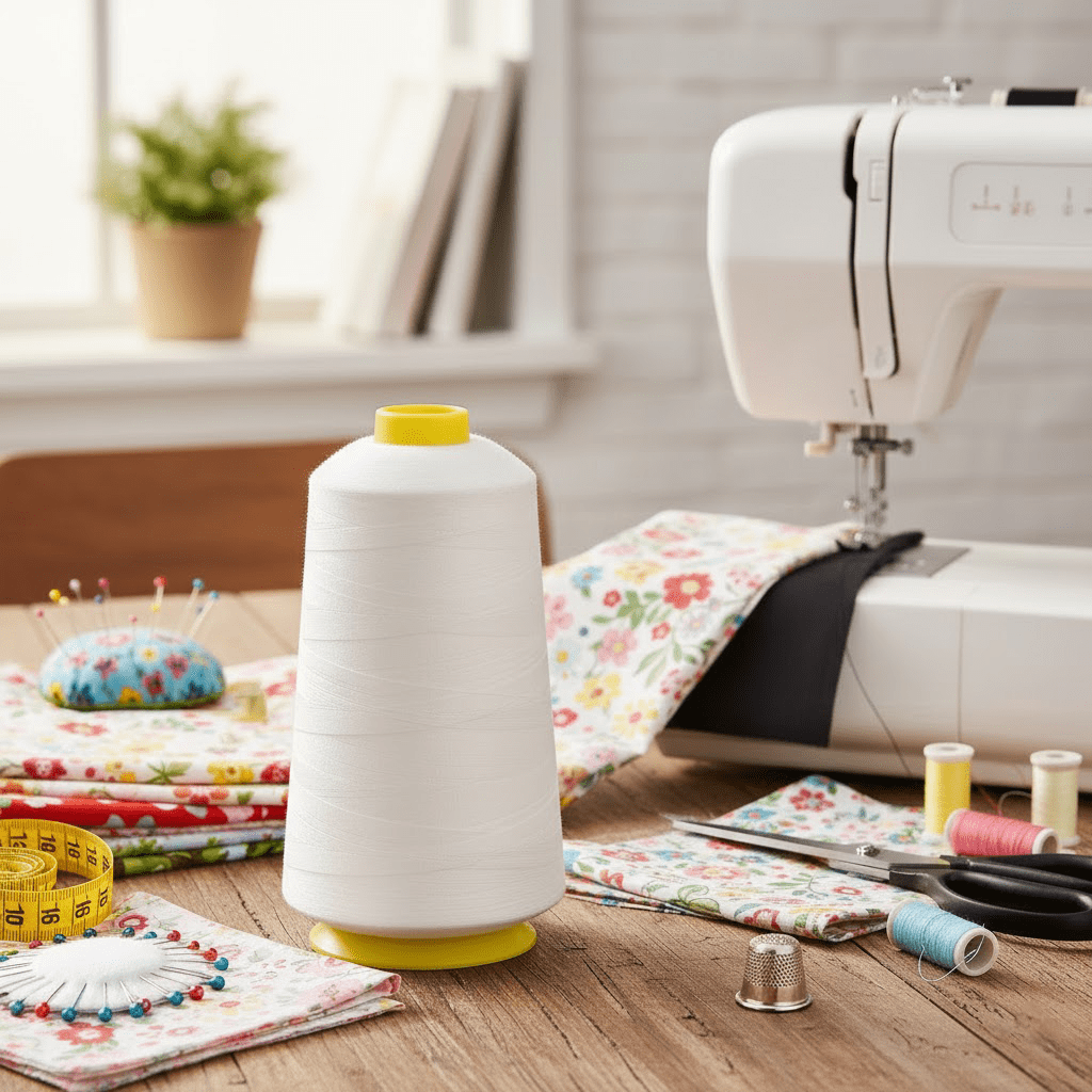 Sedona Designz 6000 Yard Spool White Sewing Thread 100 Percent Polyester All Purpose Overlock Cone