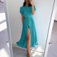 thumbnail image 5 of Nuevo 2024 verano temperamento europeo y americano viajero cintura alta color sólido moda vestido largo para mujeres, 5 of 5