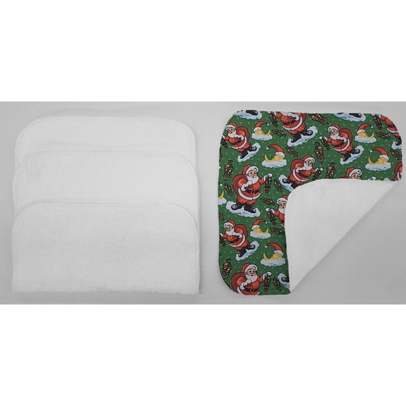 Christmas Washcloths (Set of 4) by Penny's Needful Things (Towel Color: White) (Santa)
