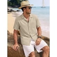 thumbnail image 6 of GENTS BLISS Men Linen Shirts Casual Short Sleeve Button Down Shirts for Men Beach Tops with Pocket, 6 of 10