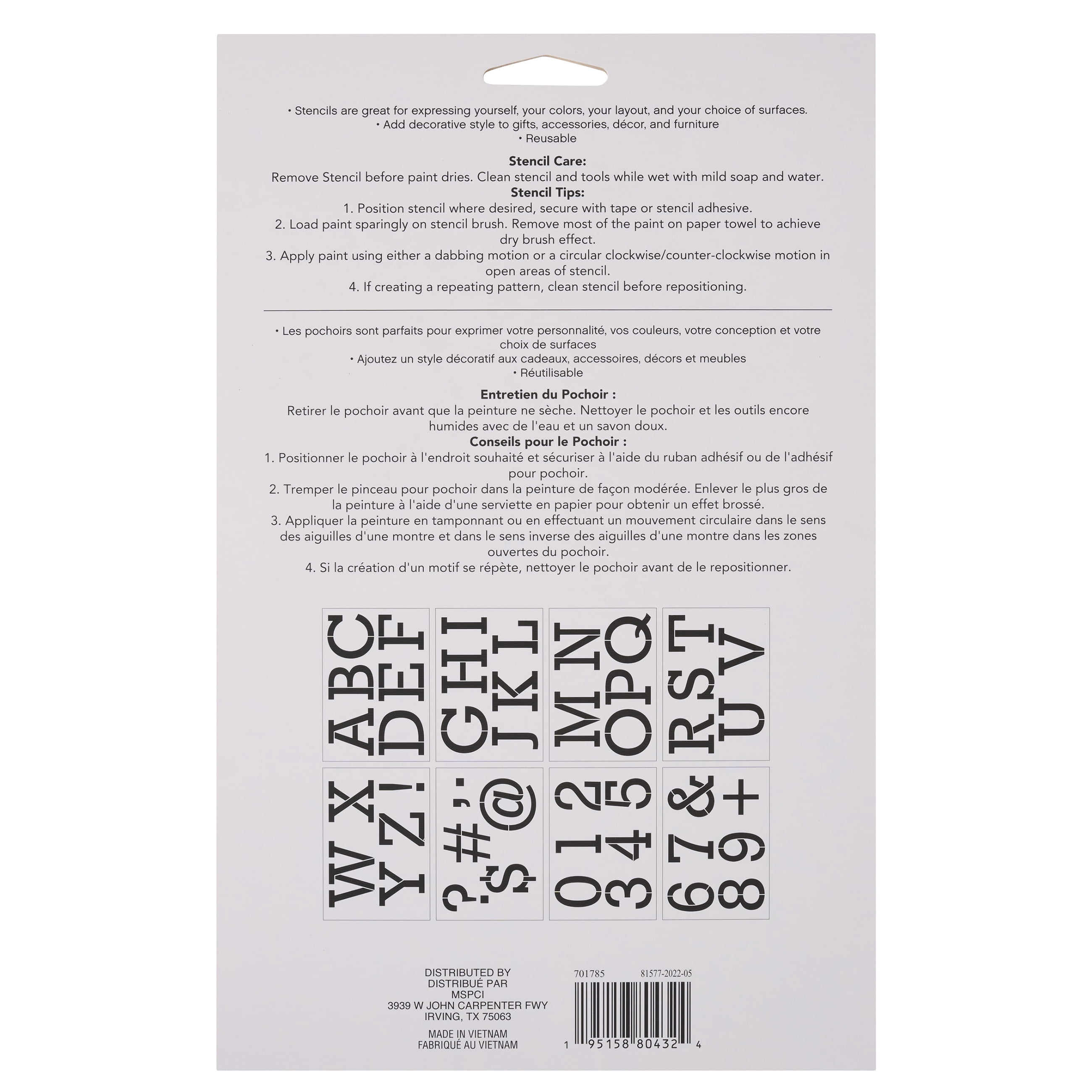 Craft Smart 3" Classic Serif Alphabet Stencils - Reusable Plastic, 45 Designs per Pack, 8 Sheets Each - Ideal for DIY Crafts, Decor, Furniture & Gifts, 6 Pack