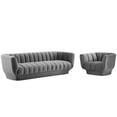 thumbnail image 2 of Modway Entertain Vertical Channel Tufted Performance Velvet Sofa and Armchair Set in Gray, 2 of 6