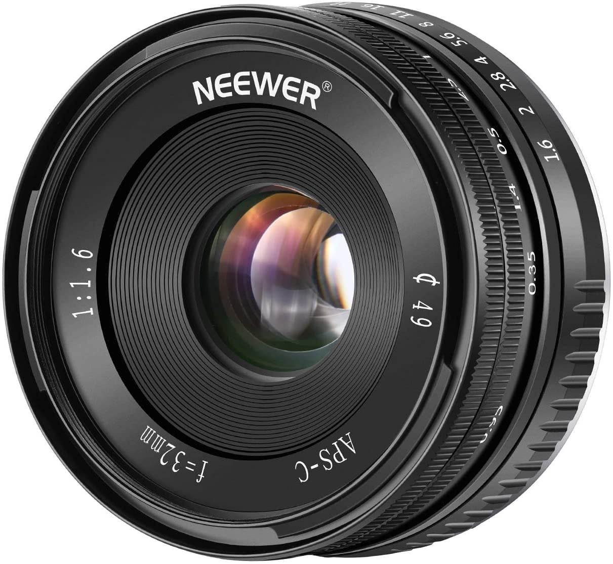 X-T1 X-T2 X-Pro1 X-Pro2 X-M1 X-T10 X-A1 X-A2 X-A3 X-E1 X-E2 X-E3 Neewer 32mm F/1.6 Manual Focus Prime Fixed Lens Large Aperture Wide Angle Lens Compatible with Fujifilm APS-C Frame Mirrorless Camera 