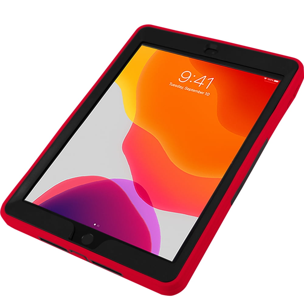 Étui avec stand intégré pour tablette Apple iPad 10.2 2019, 2020, 2021  (7th, 8th, 9th Gen) - Cuir synthétique, couleur rouge Housse Pochette