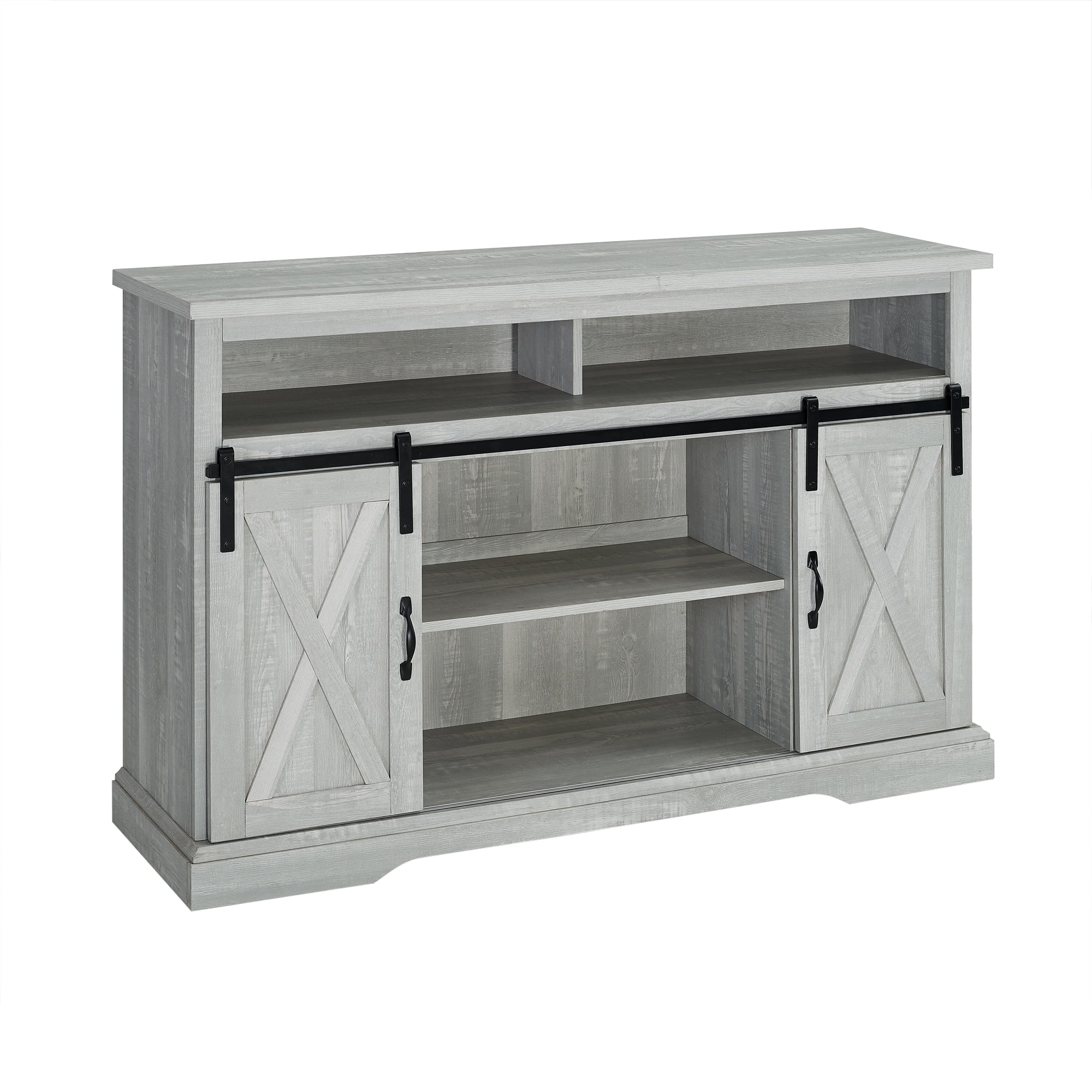 Woven Paths Farmhouse Barn Door TV Stand for TVs up to 60", Stone Grey