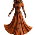thumbnail image 2 of Dolkfu V-Neck Womens Fall Dresses Halloween Orange Short Sleeve Maxi-Length Evening Gown Dresses Regular Party Spider Web Printed Dresses Orange,L, 2 of 5