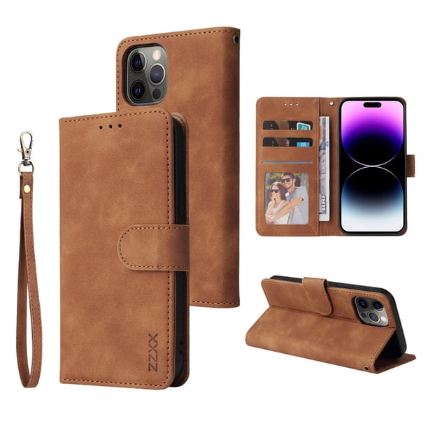 Funda de teléfono tipo billetera de cuero ZZXX para iPhone 14 13 12 11 Pro Max XS Max XR X SE2022 8/7/6/6S Plus, funda con tapa para teléfono con ranura para tarjeta Tan Jianjun unisex