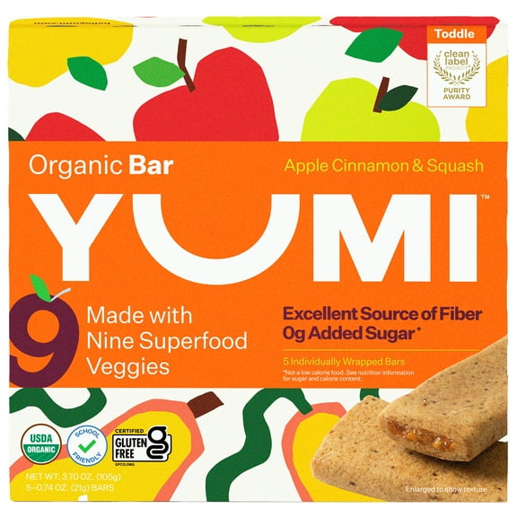 YUMI Organic Apple & Cinnamon Squash Toddler Snack Bars - 3.7oz/5ct